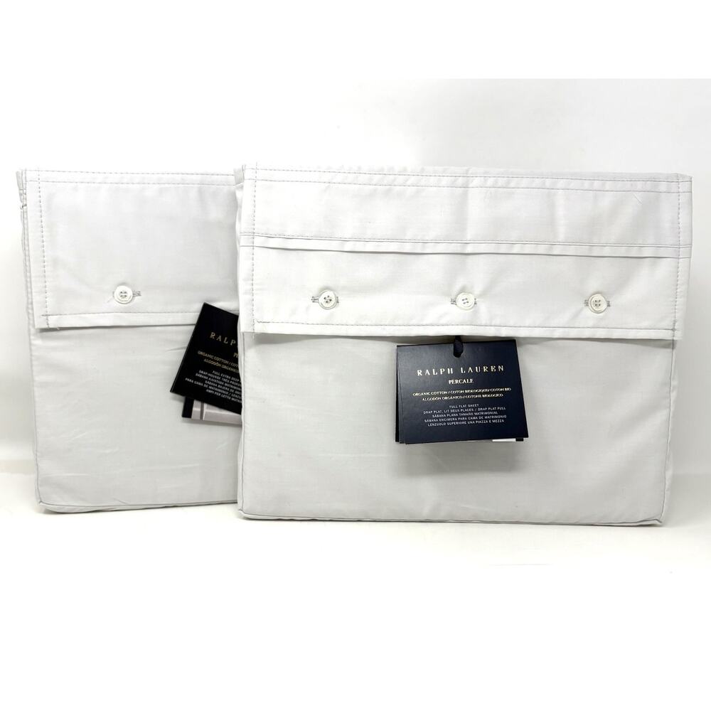 Ralph Lauren Organic Cotton Percale Full Flat Fitted Extra Deep PEBBLE NWT